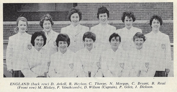 Rachael Heyhoe Flint in England team photo from Hockey Field vol 51 no 12 March 1964 low res