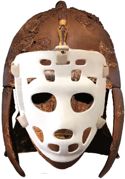 Sutton Hoo helmet and hockey face mask