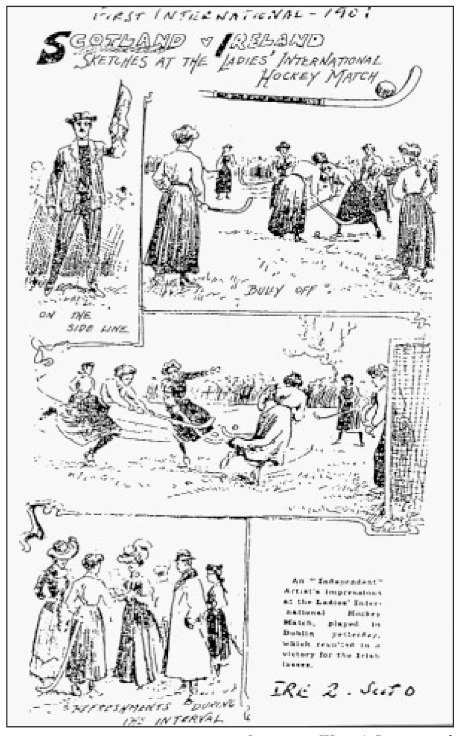 Cartoon Ireland vs Scotland first international 13 April 1901