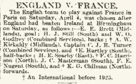 1925 FRA v ENG team 2331925 The Times newspaper