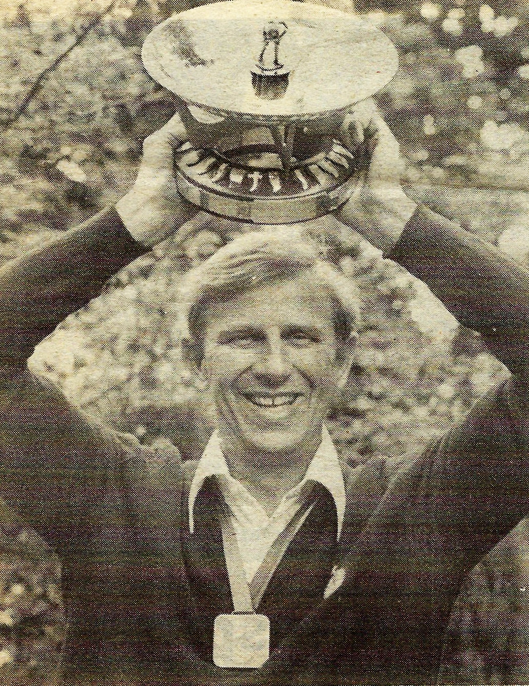 Slough HC Manager Ian Mitchell with the European Club Championship trophy 1980