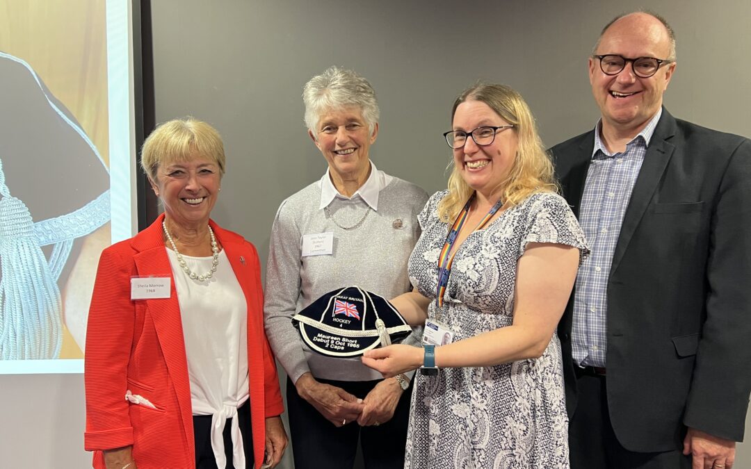 Maureen Short’s GB honours cap awarded to the I M Marsh PE College
