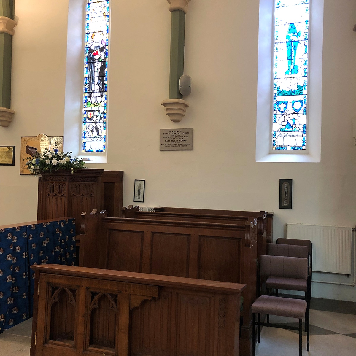 Choir stalls pulpit windows