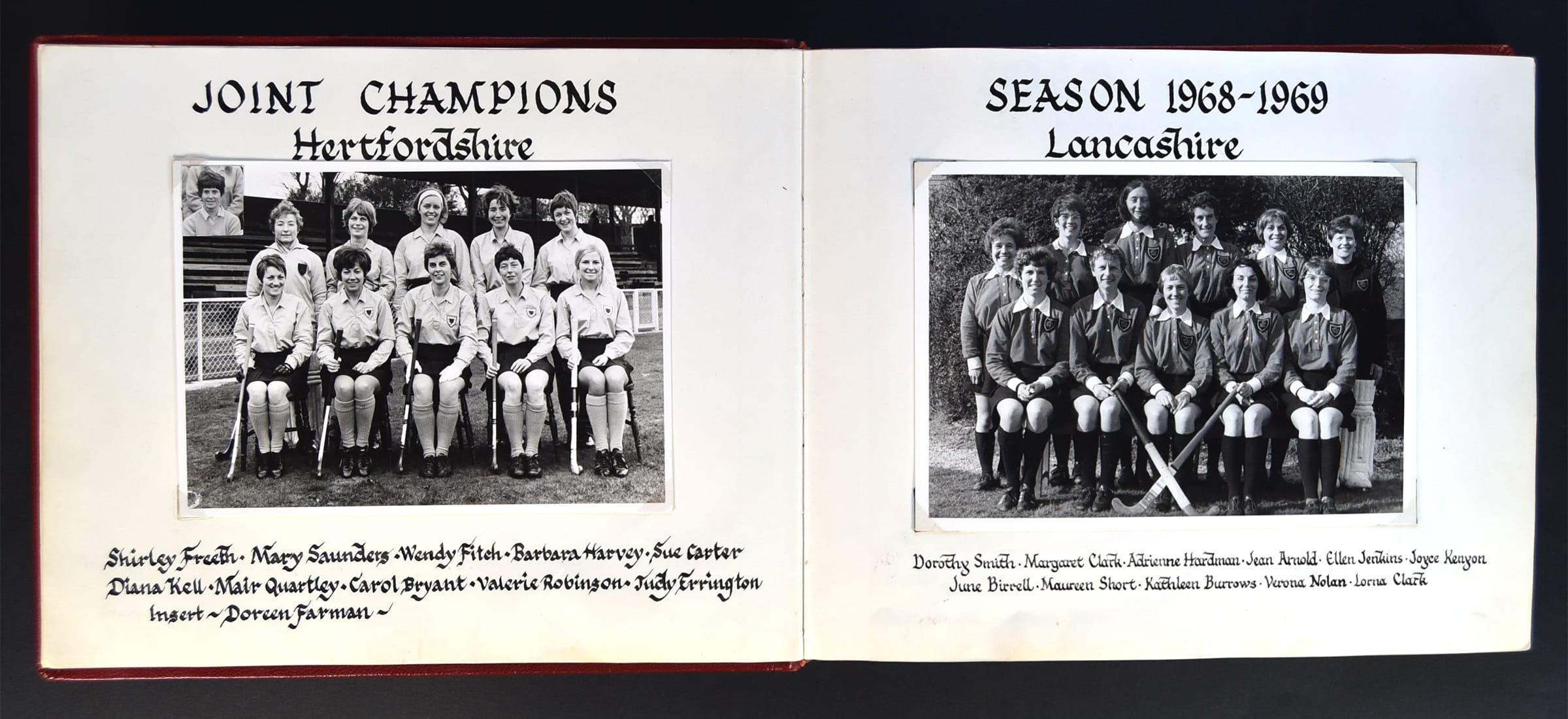 Two black and white team photos side by side