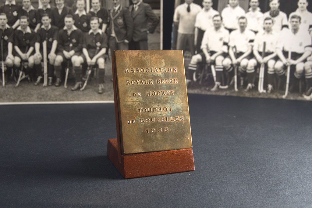 A colour photo of a medallion staged for a photograph