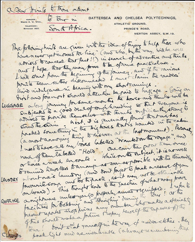 A yellowing page of handwritten notes.