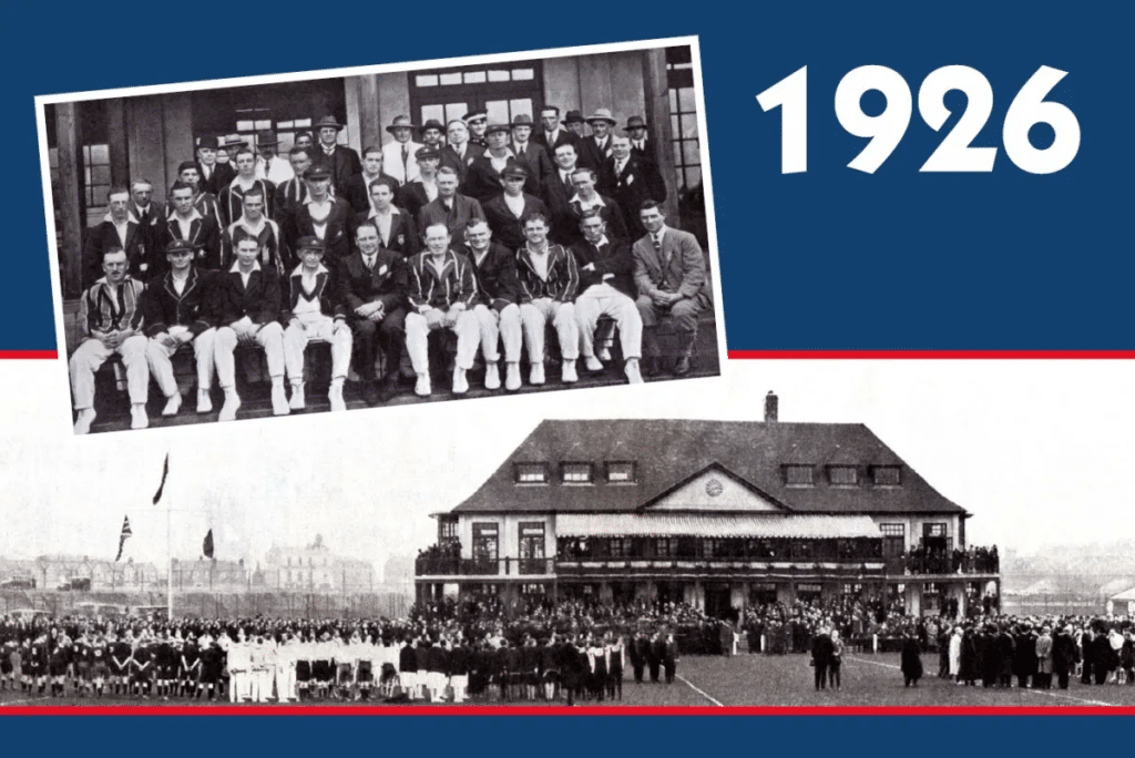 Two photographs against a blue background.