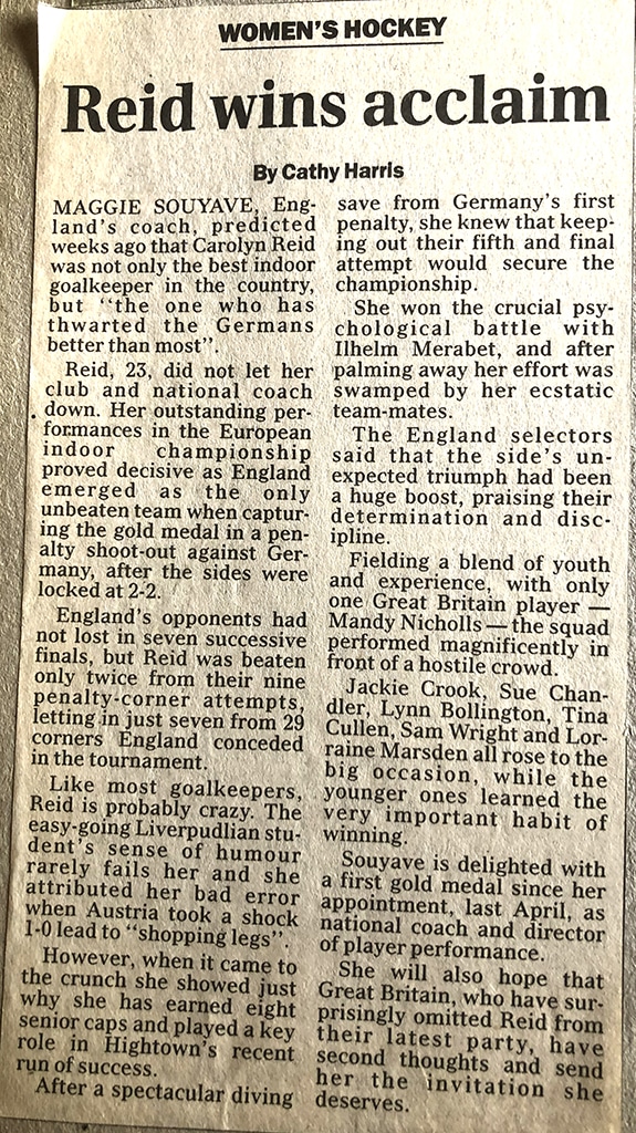 Newspaper cutting on yellowing paper.